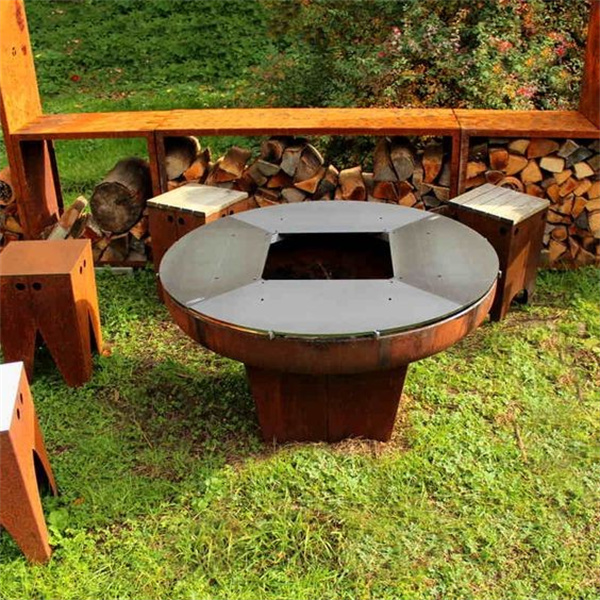 <h3>Corten Steel Wood-Fired Grill and Fire Pit</h3>
